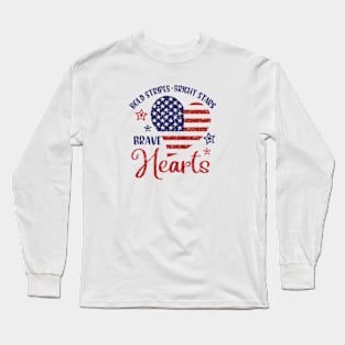 Bold Stripes Bright Stars Brave Hearts Long Sleeve T-Shirt